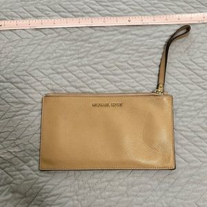 Michael Kors tan leather Wristlet